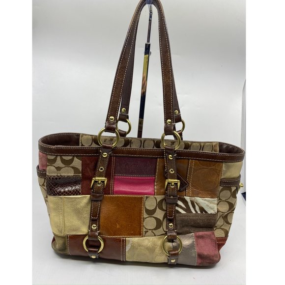 COACH Medium Size Patchwork Multi-Color Tote Bag - Picture 4 of 10